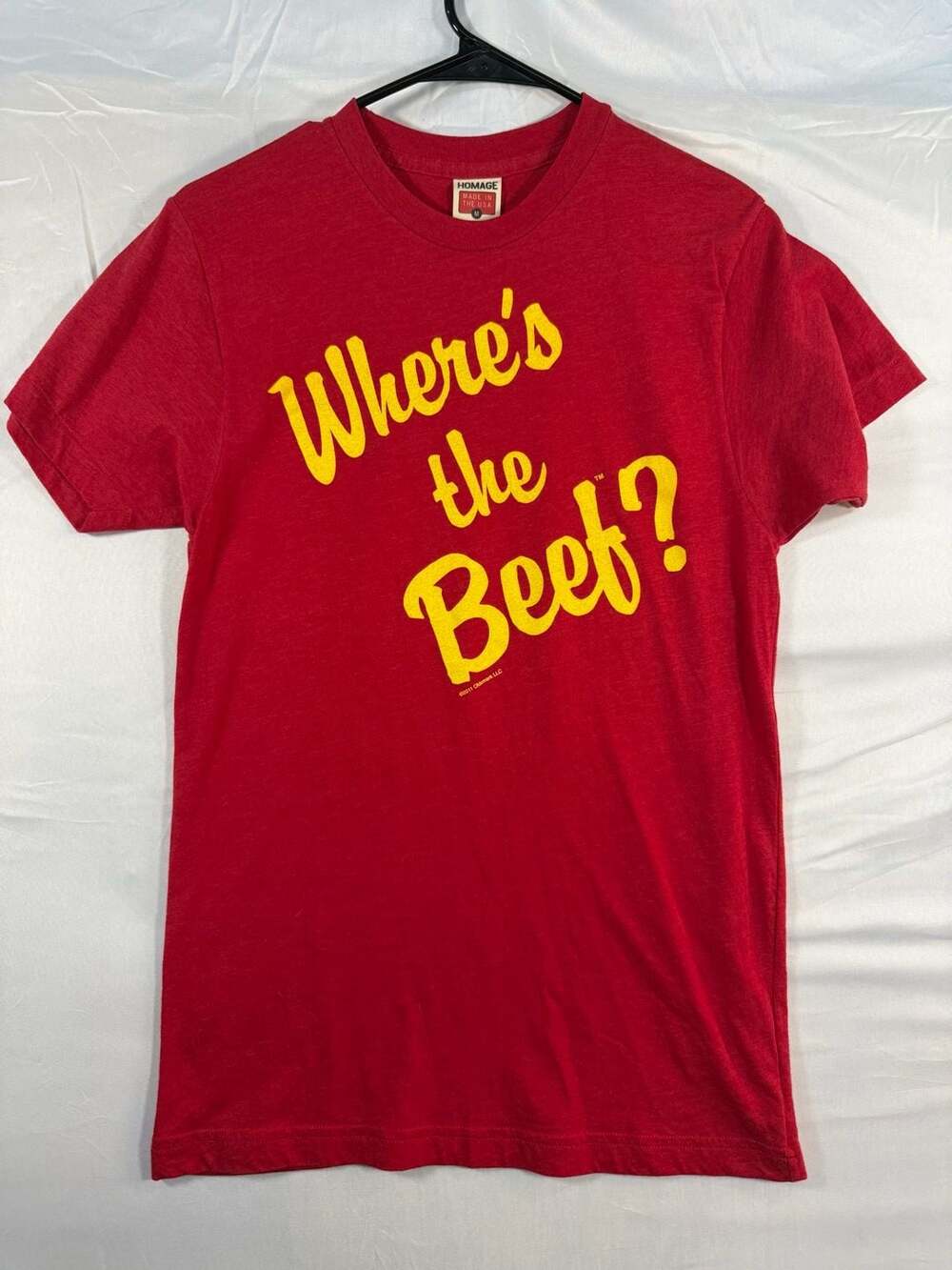 Homage Where's the Beef Graphic T-Shirt Size M Red
